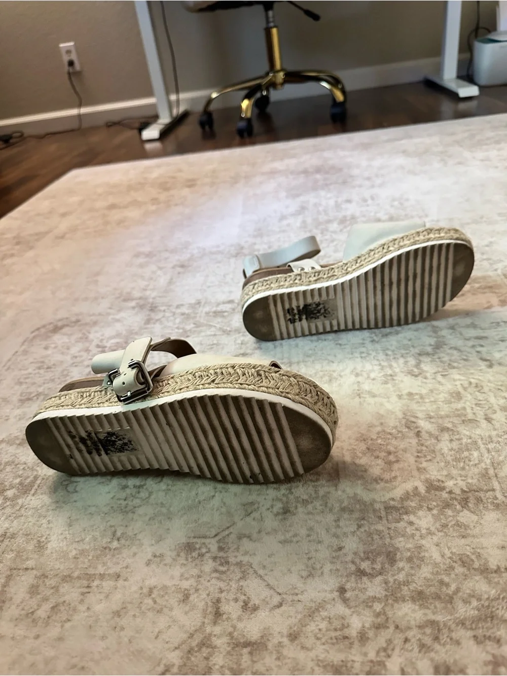 Soda Cream Espadrille Wedge Sandals with Ankle Strap Size 7.5